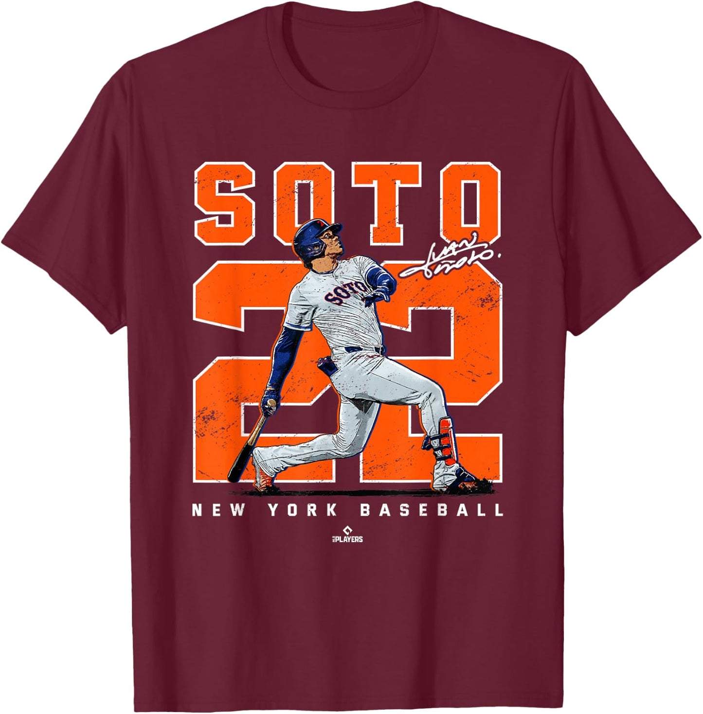 Number & Portrait Juan Soto New York Baseball MLBPA T-Shirt - T-Shirt | Maroon