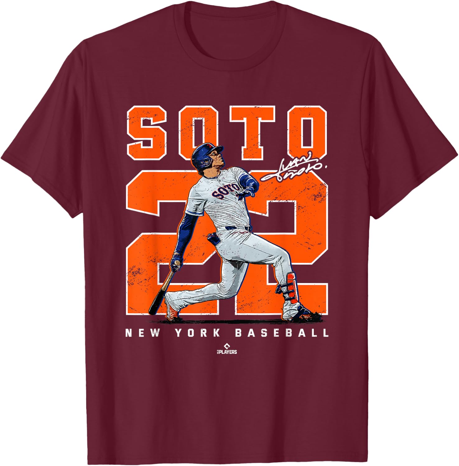 Number & Portrait Juan Soto New York Baseball MLBPA T-Shirt - T-Shirt | Maroon