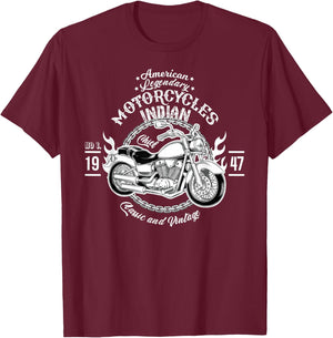 American Motorcycle Indian Bikers Vintage Retro Riders Gift T-Shirt - T-Shirt | Maroon