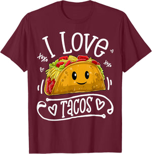 I Love Tacos Cinco De Mayo Women Men Kids Boys Taco Mexico T-Shirt - T-Shirt | Maroon