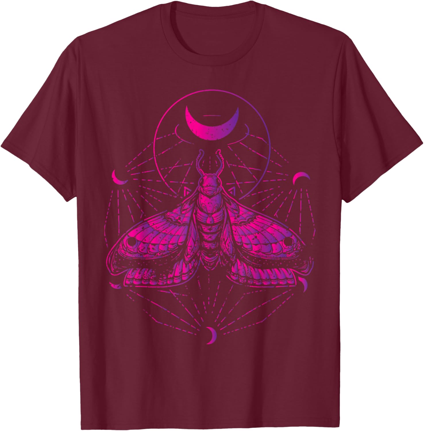 Goth Moth And Crescent Moon Creepy Gift Goths T-Shirt - T-Shirt | Maroon