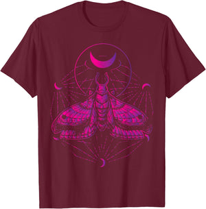 Goth Moth And Crescent Moon Creepy Gift Goths T-Shirt - T-Shirt | Maroon