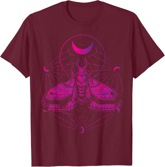 Goth Moth And Crescent Moon Creepy Gift Goths T-Shirt - T-Shirt | Maroon