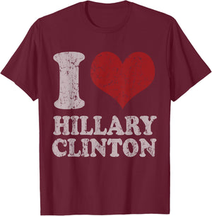 Vintage I Heart Hillary Clinton T-Shirt - T-Shirt | Maroon