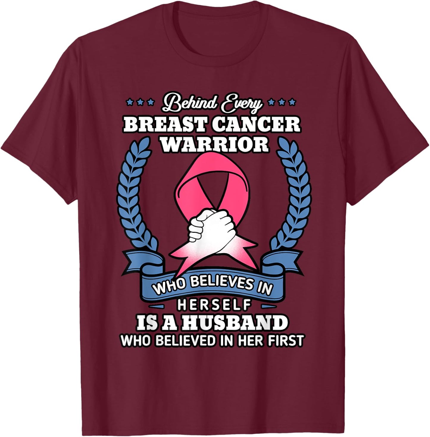 Husband Of A Warrior Breast Cancer Shirt Fight Chemo Gift T-Shirt - T-Shirt | Maroon