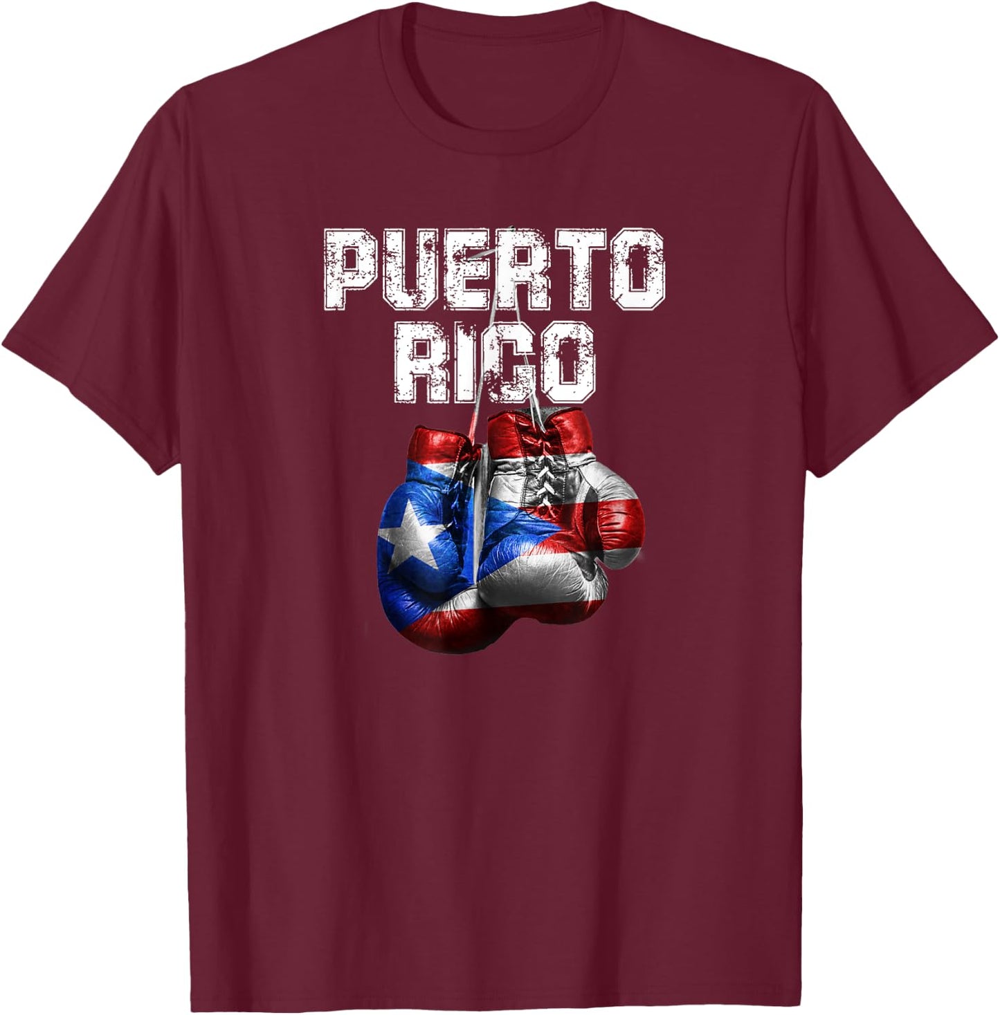 Puerto Rico Pride - Vintage Boxing Gloves T-Shirt - T-Shirt | Maroon