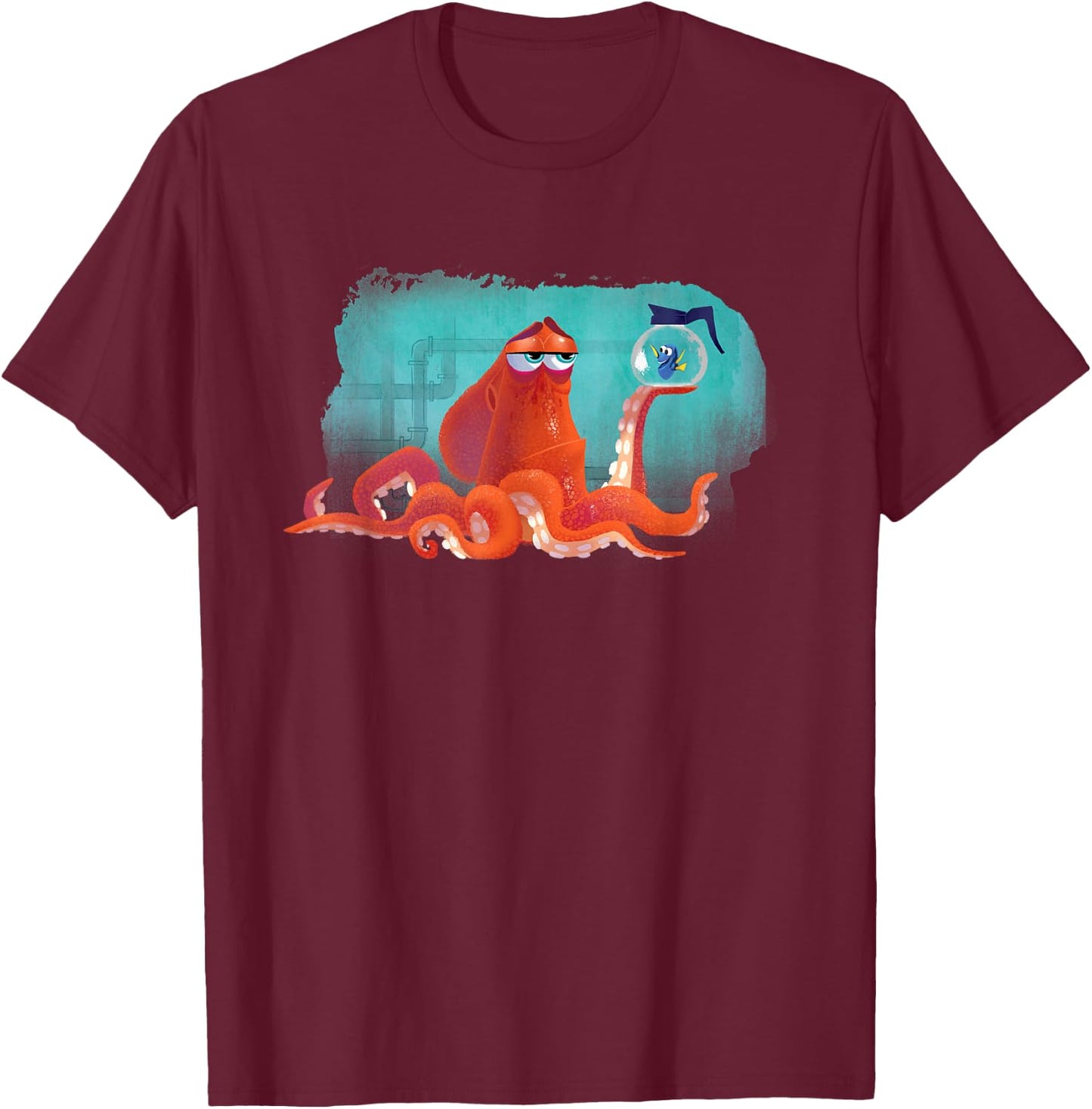 PIXAR Finding Dory Hank and Dory - Adult, Blue, Short Sleeve, Small T-Shirt - T-Shirt | Maroon