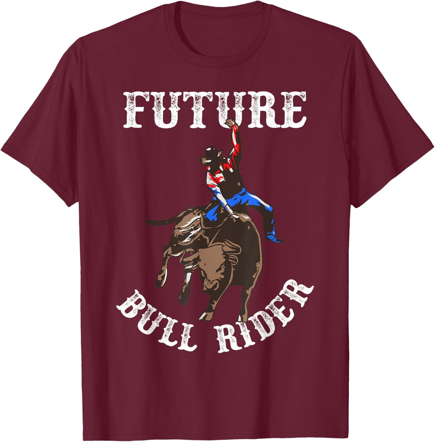 Rodeo Future Bull Rider Bull Riding Mechanical Boys Kids Small T-Shirt - T-Shirt | Maroon