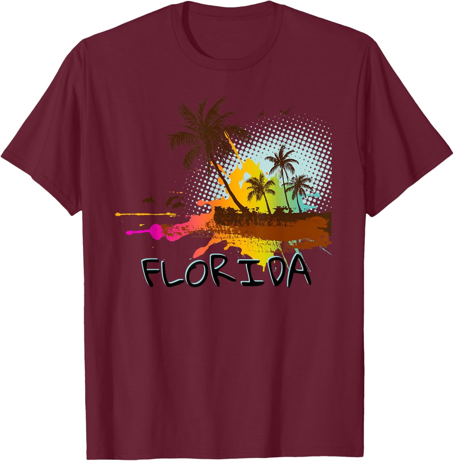 Florida Beach Vacation - Art for Ocean Lovers T-Shirt - T-Shirt | Maroon