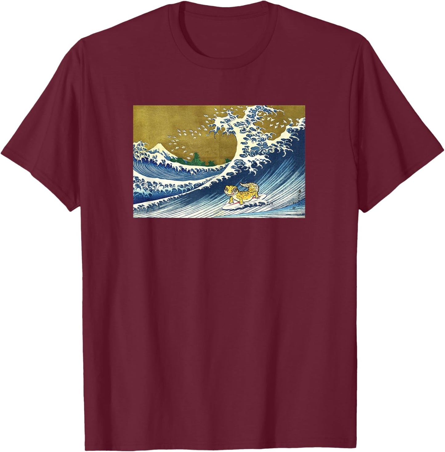 Cute Kids Retro Vintage Reptile Surfing Leopard Gecko Lover T-Shirt - T-Shirt | Maroon