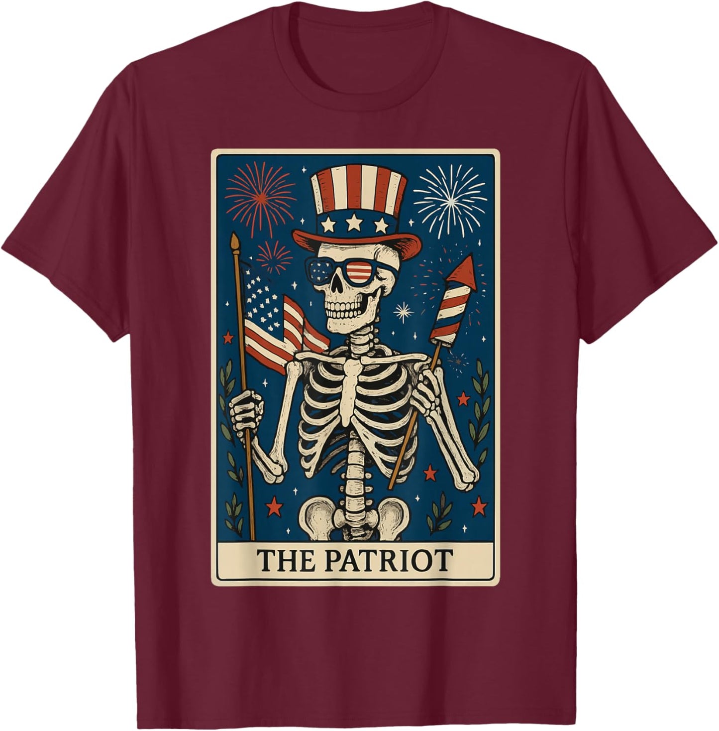 The Patriot Tarot Card T-Shirt - T-Shirt | Maroon