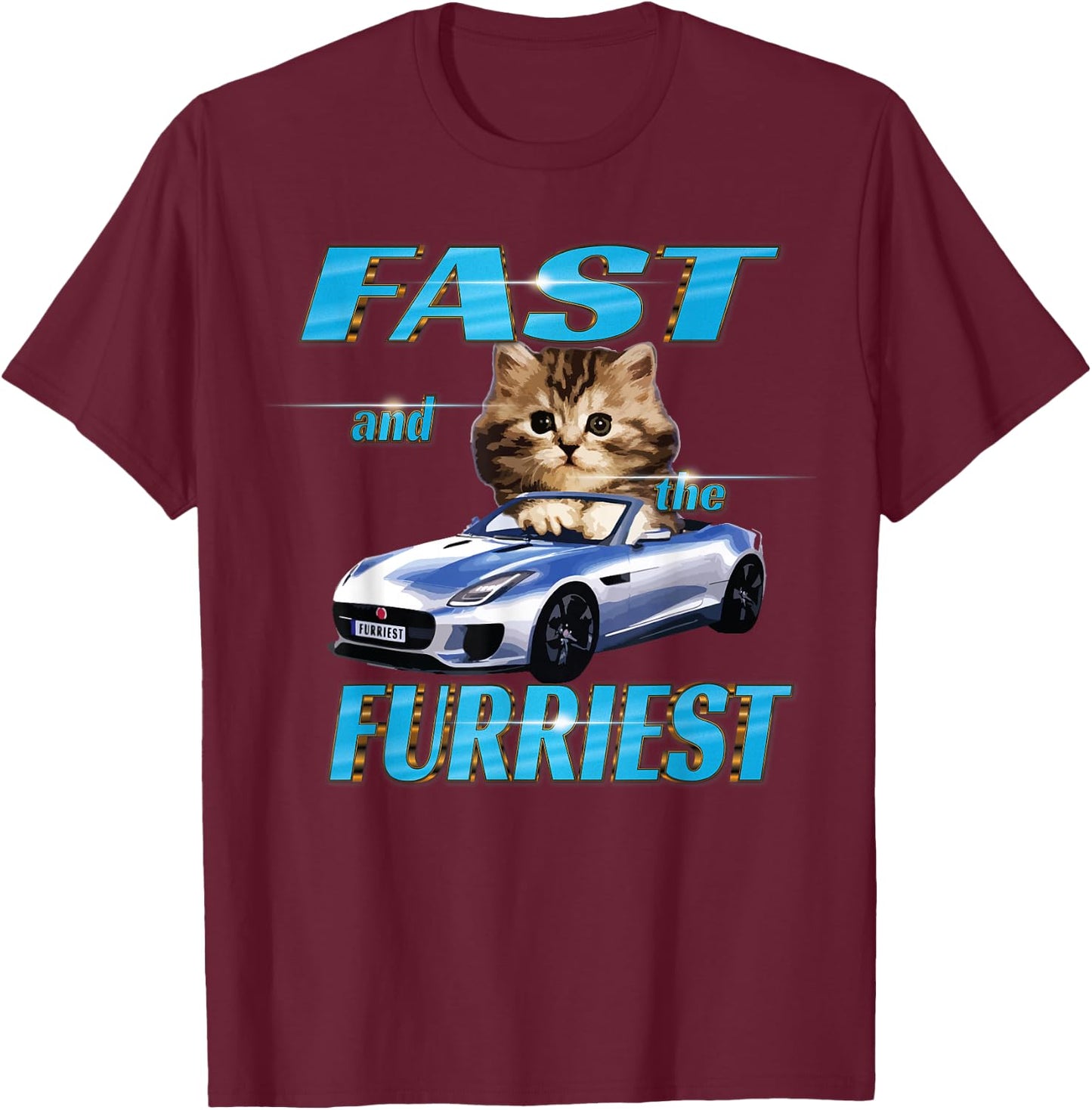 Fast and the Furriest Cats in cars T-Shirt - T-Shirt | Maroon