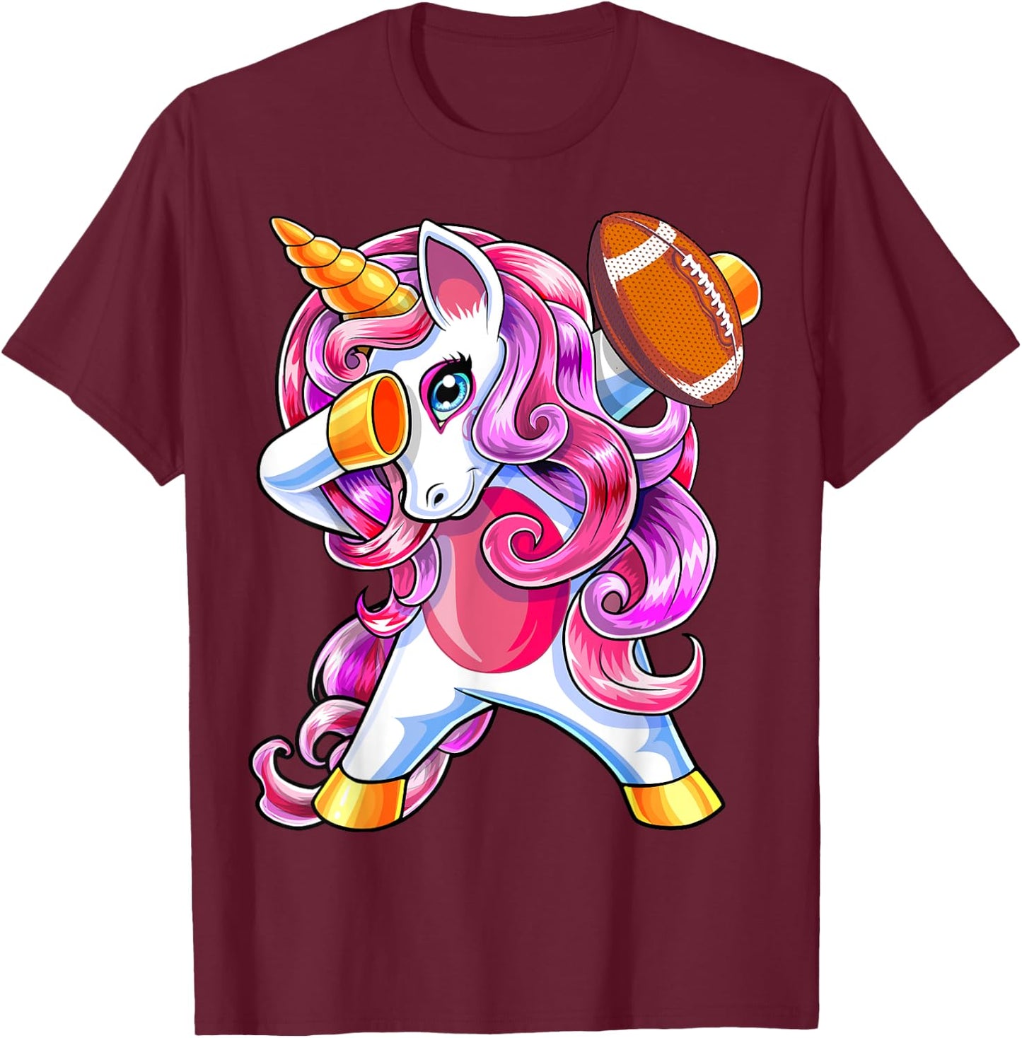 Dabbing Unicorn Football Shirt Unicorn Football Gift Girls T-Shirt - T-Shirt | Maroon