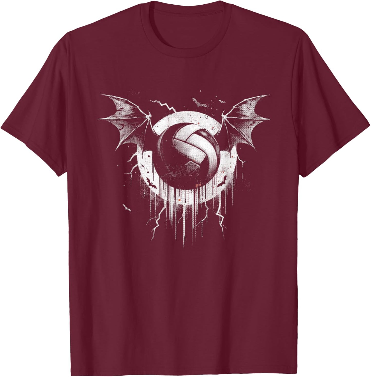 Volleyball Bat - Funny Creepy Volleyball Bat Halloween Lover T-Shirt - T-Shirt | Maroon