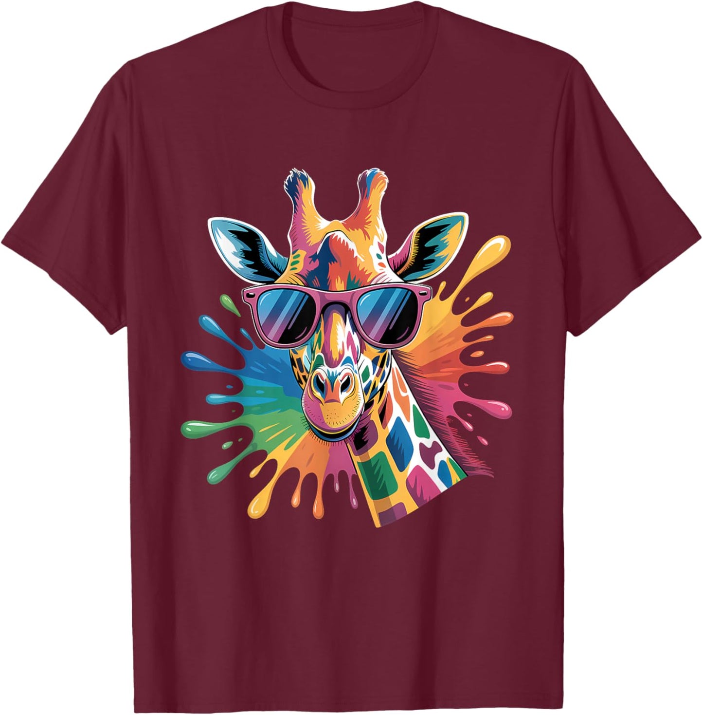 Giraffe Sunglasses Funny Giraffe Lover Safari Animal Animal T-Shirt - T-Shirt | Maroon