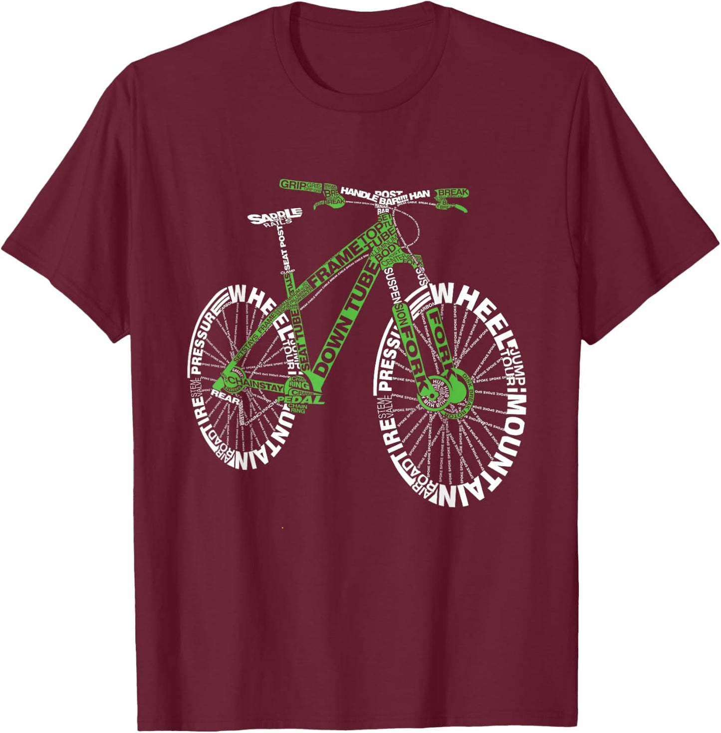Bicycle Amazing Anatomy Mountain Bike T-Shirt - T-Shirt | Maroon
