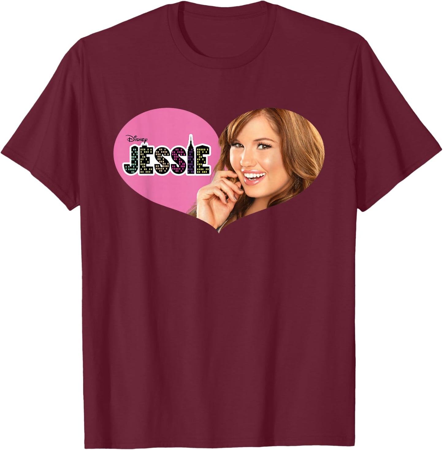 Disney Channel Jessie Pink Heart T-Shirt - T-Shirt | Maroon