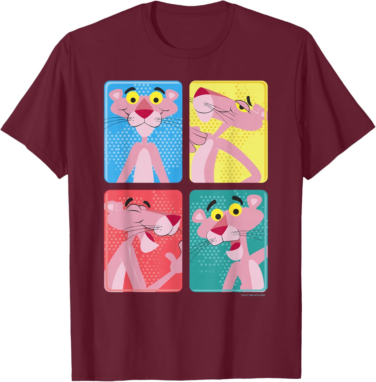 Pink Panther Colorful Portrait Pose Panels T-Shirt - T-Shirt | Maroon