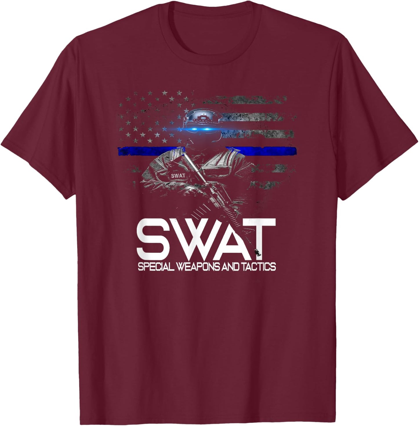 SWAT Special Weapons and Tactics Team Shirt, Police Officer T-Shirt - T-Shirt | Maroon