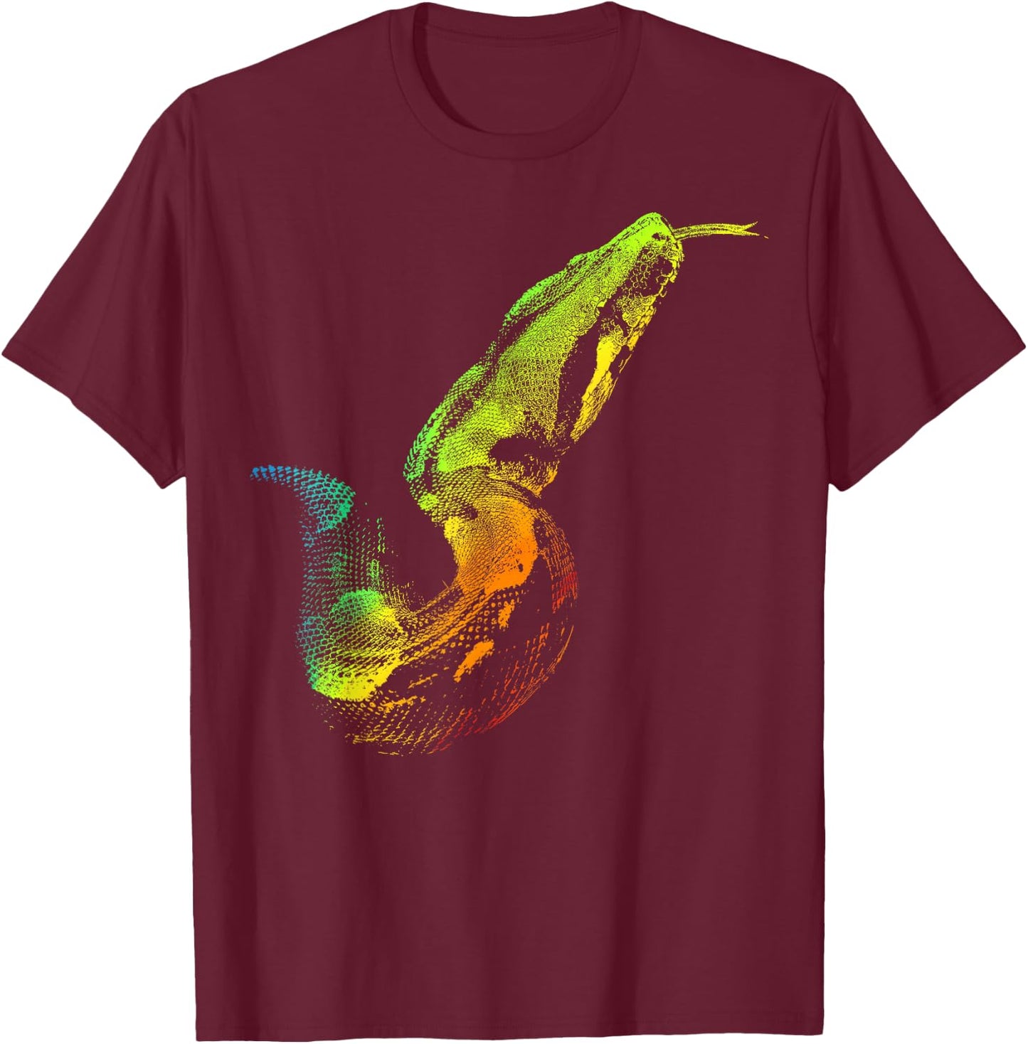 BOA CONSTRICTOR Colorful Rainbow Retro T-Shirt - T-Shirt | Maroon