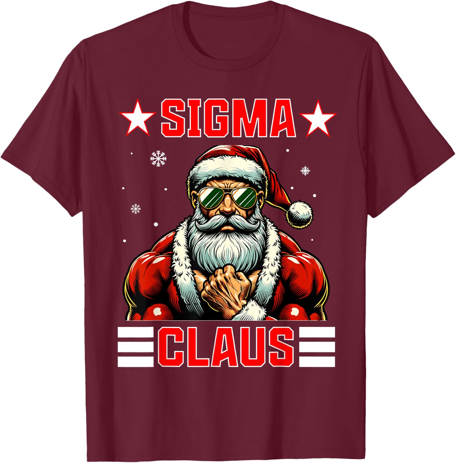 Sigma Claus Funny Christmas Santa Rizz Middle School Kids T-Shirt - T-Shirt | Maroon