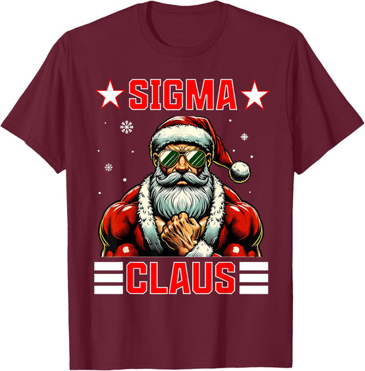Sigma Claus Funny Christmas Santa Rizz Middle School Kids T-Shirt - T-Shirt | Maroon