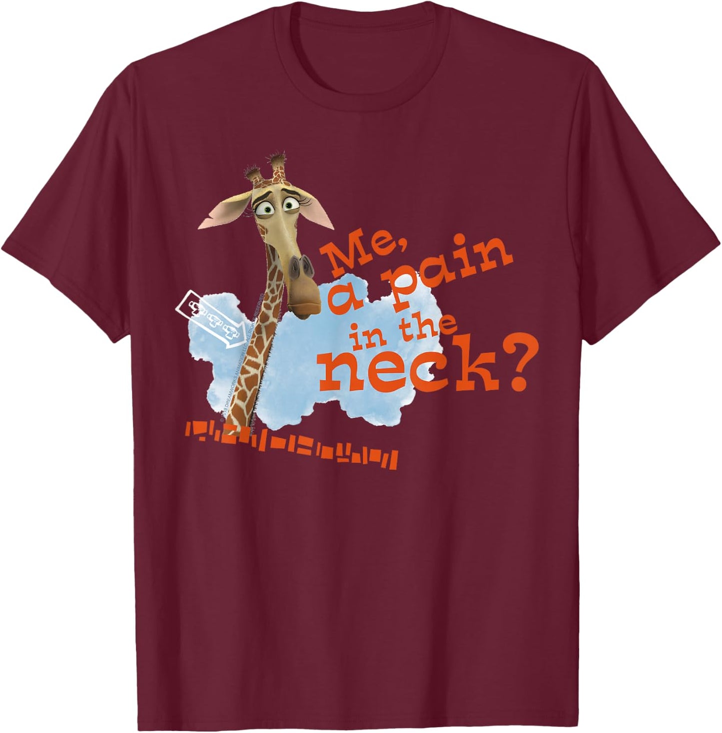 Madagascar Melman Pain In The Neck Text Poster T-Shirt - T-Shirt | Maroon