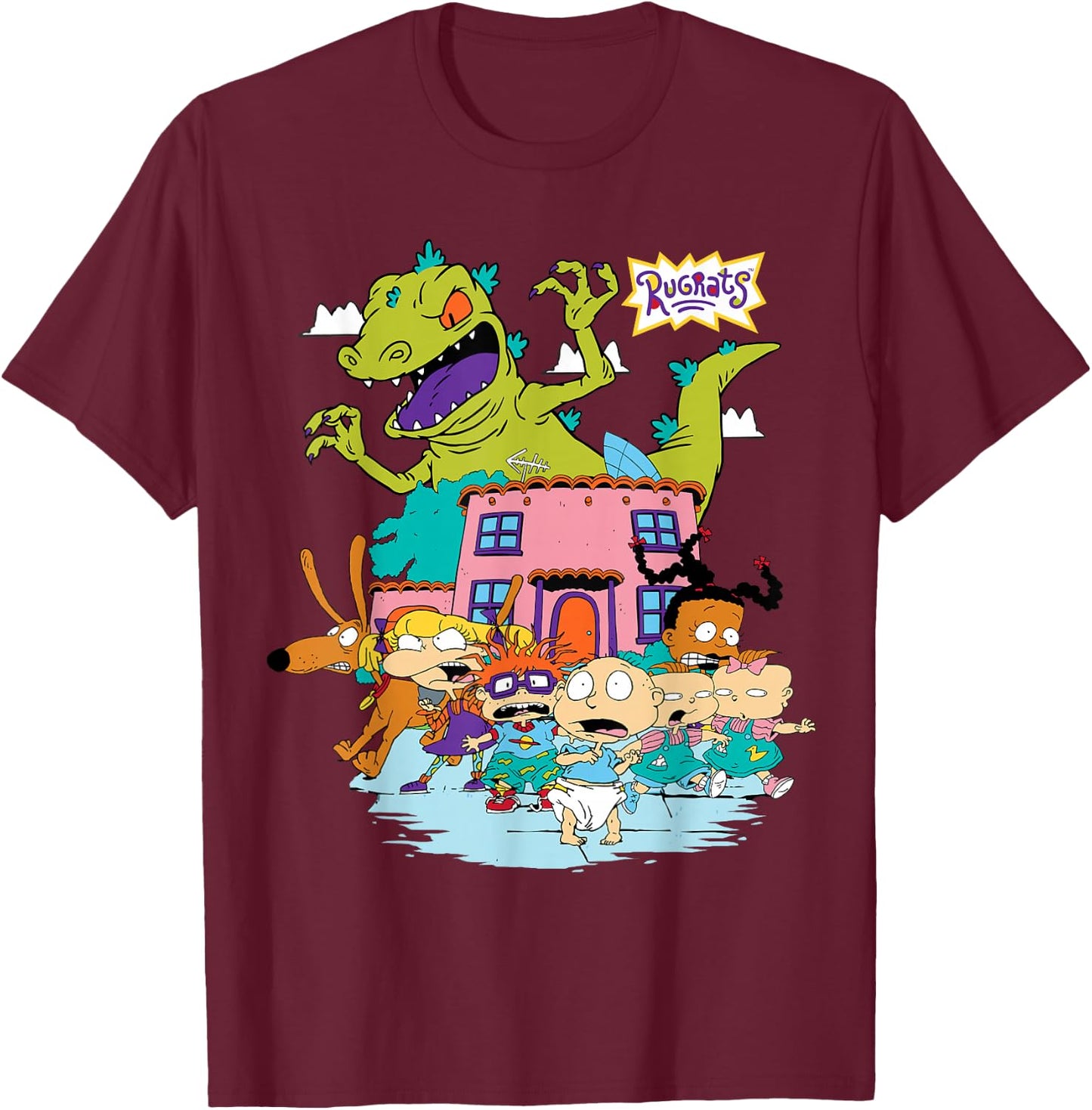 Rugrats Running Away from Reptar T-Shirt - T-Shirt | Maroon