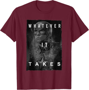 Avengers Endgame Captain America What Ever It Takes Poster T-Shirt - T-Shirt | Maroon