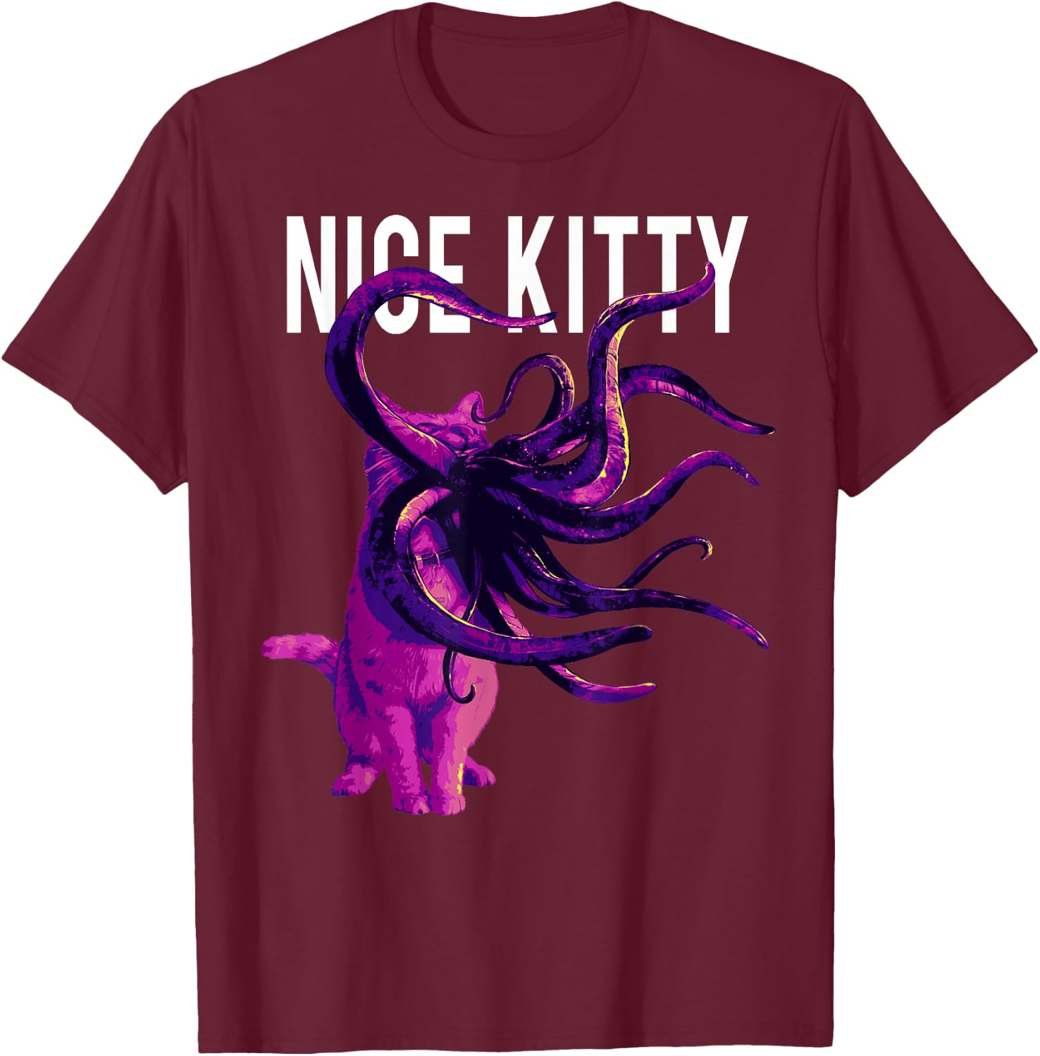Captain Marvel Goose Nice Kitty Tentacle Neon Portrait T-Shirt - T-Shirt | Maroon