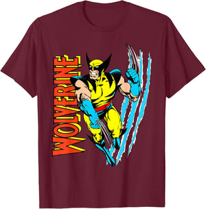 Marvel X-Men Wolverine Vintage Claw Slice Graphic T-Shirt - T-Shirt | Maroon