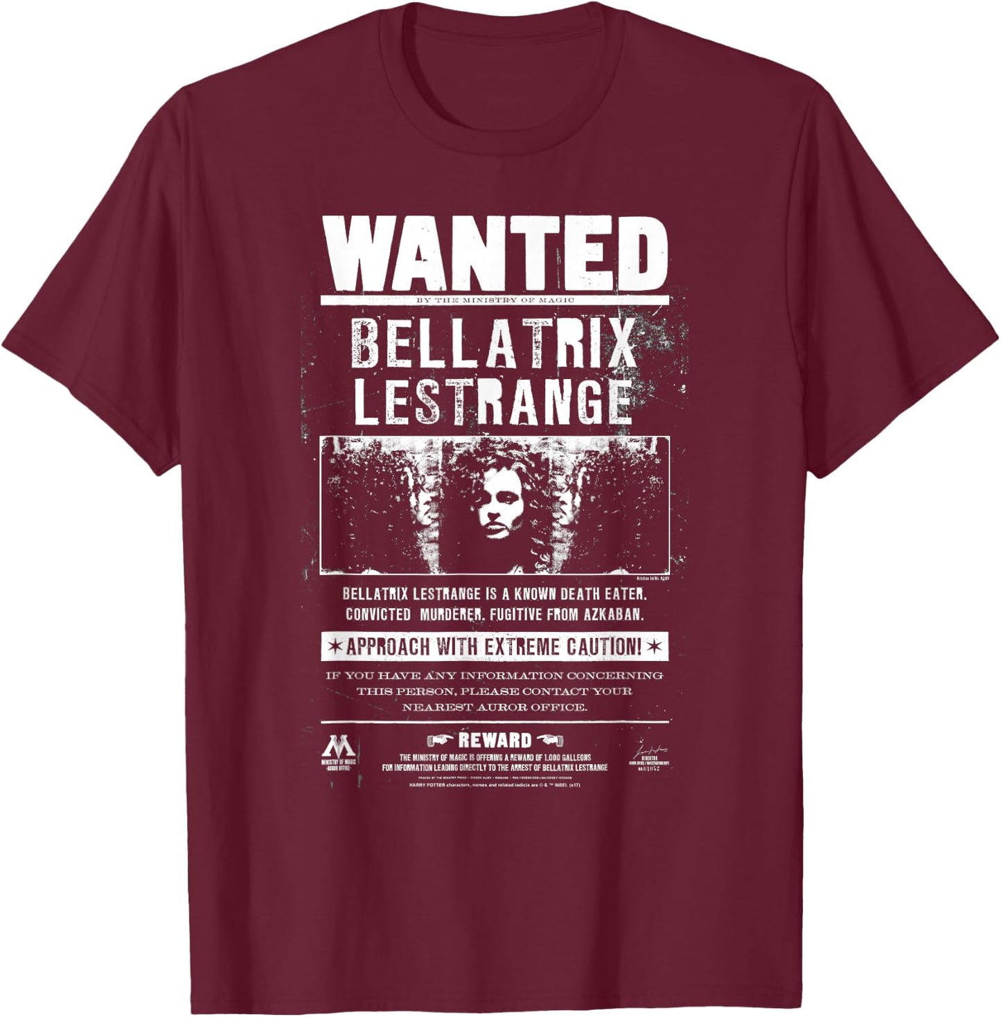 Harry Potter Wanted Bellatrix T-Shirt - T-Shirt | Maroon