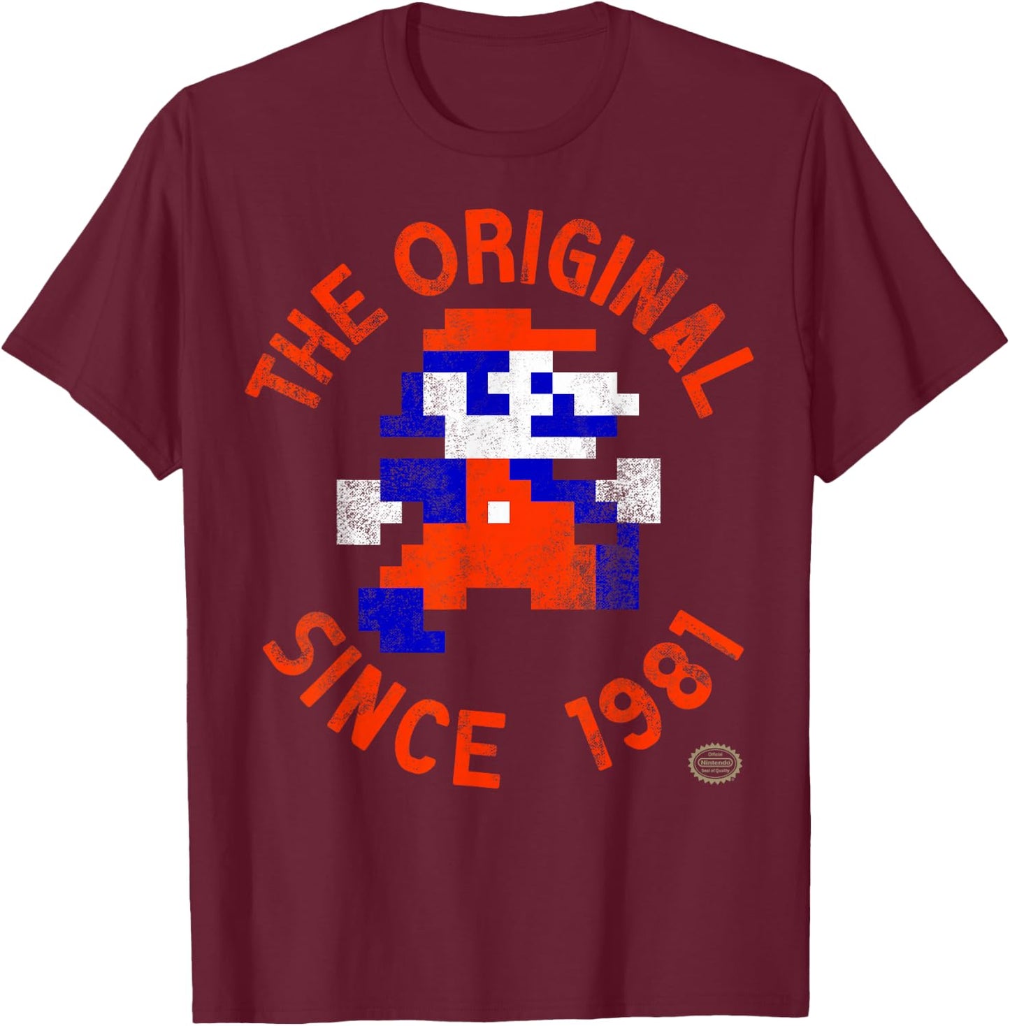 Nintendo Super Mario 8-Bit Original Since 81 Graphic T-Shirt - T-Shirt | Maroon