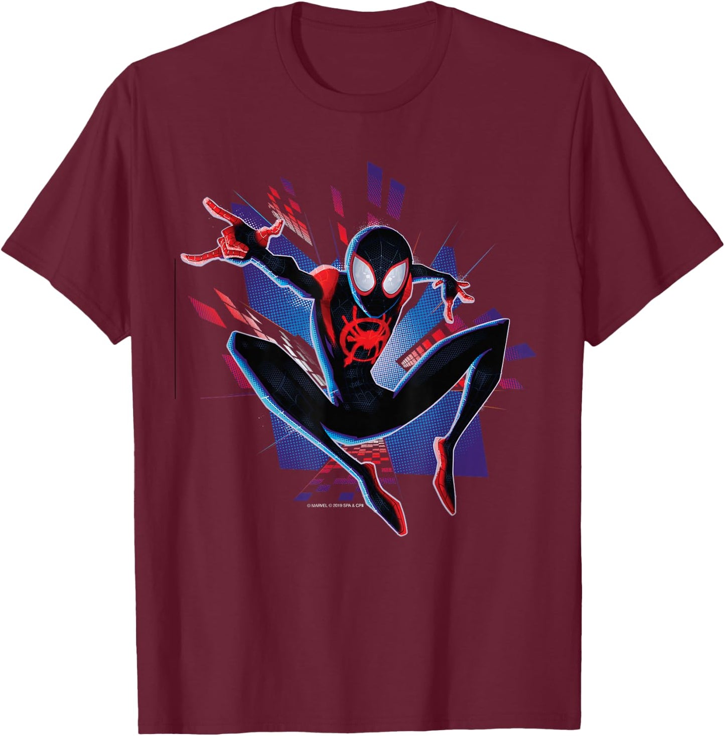 Marvel Spider-Man Into The Spider-Verse Miles City T-Shirt - T-Shirt | Maroon