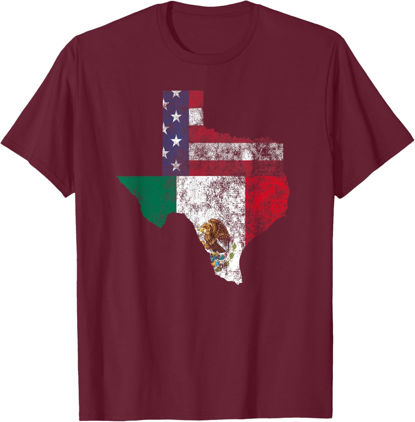 Texas Mexico American Flag Cinco De Mayo Mexican T Shirt T-Shirt - T-Shirt | Maroon