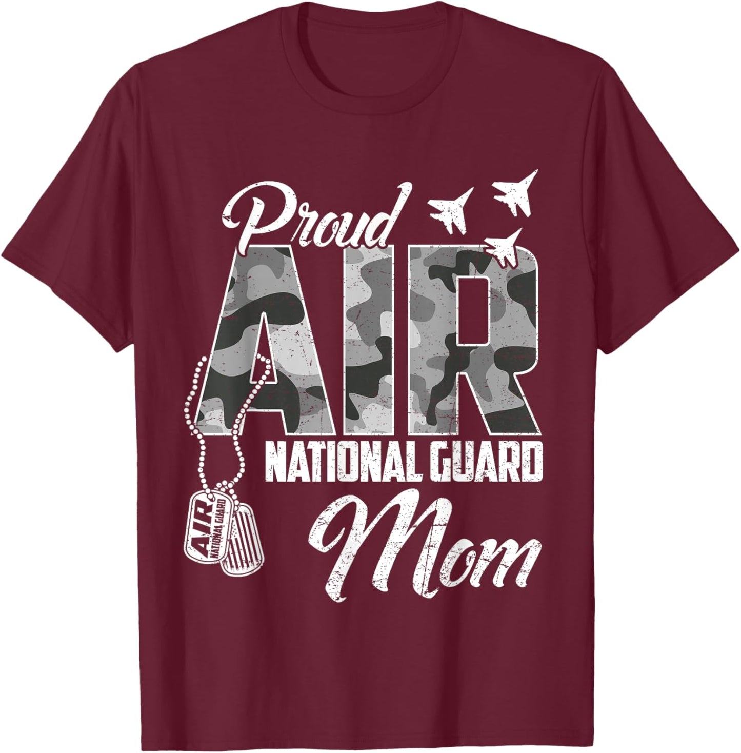 Proud Air National Guard Mom US Camo Family Matching T-Shirt - T-Shirt | Maroon