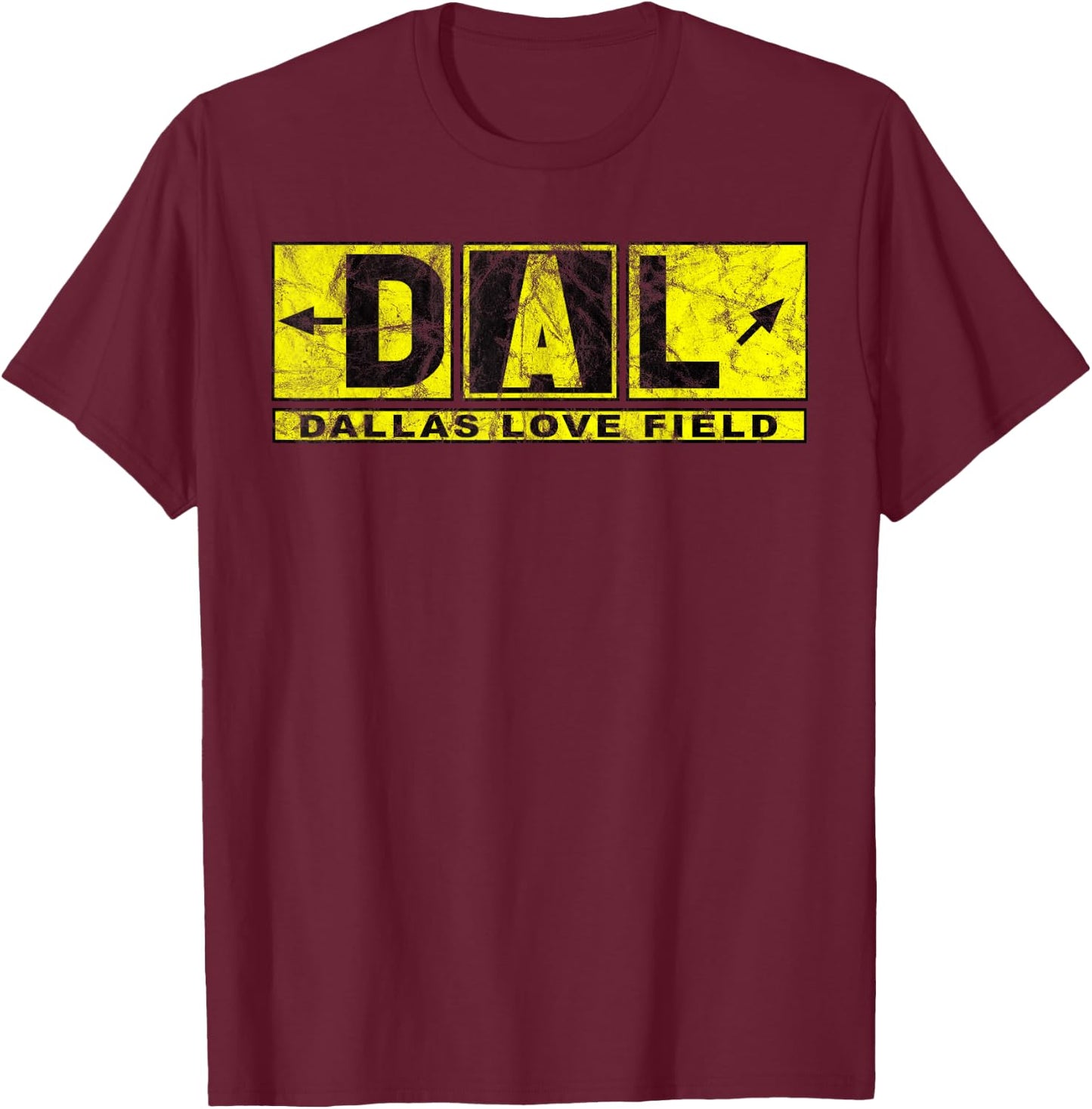DAL Dallas Love Field Airport Taxiway Sign Pilot Vintage T-Shirt - T-Shirt | Maroon