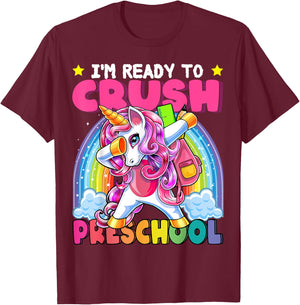 Crush Preschool Dabbing Unicorn Back to School Girls Gift T-Shirt - T-Shirt | Maroon
