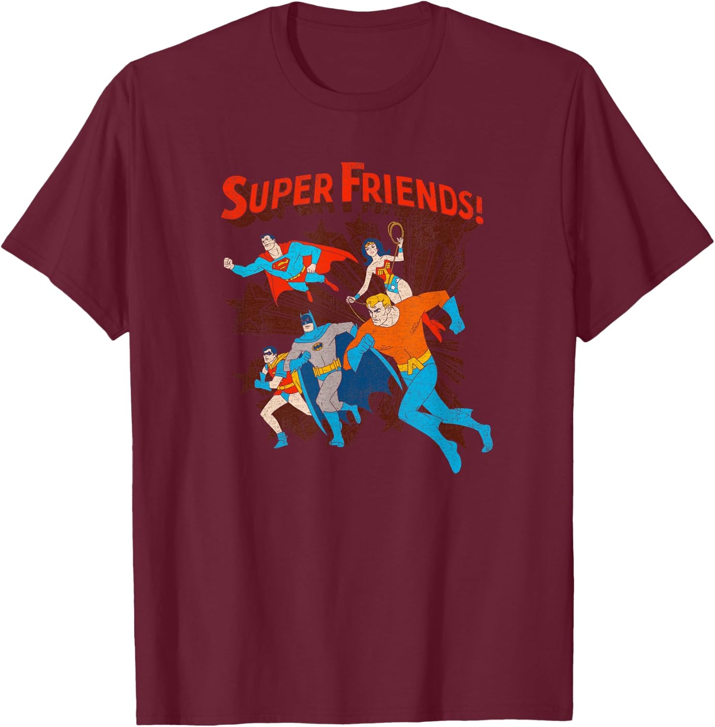 Justice League Super Friends Running T-Shirt - T-Shirt | Maroon