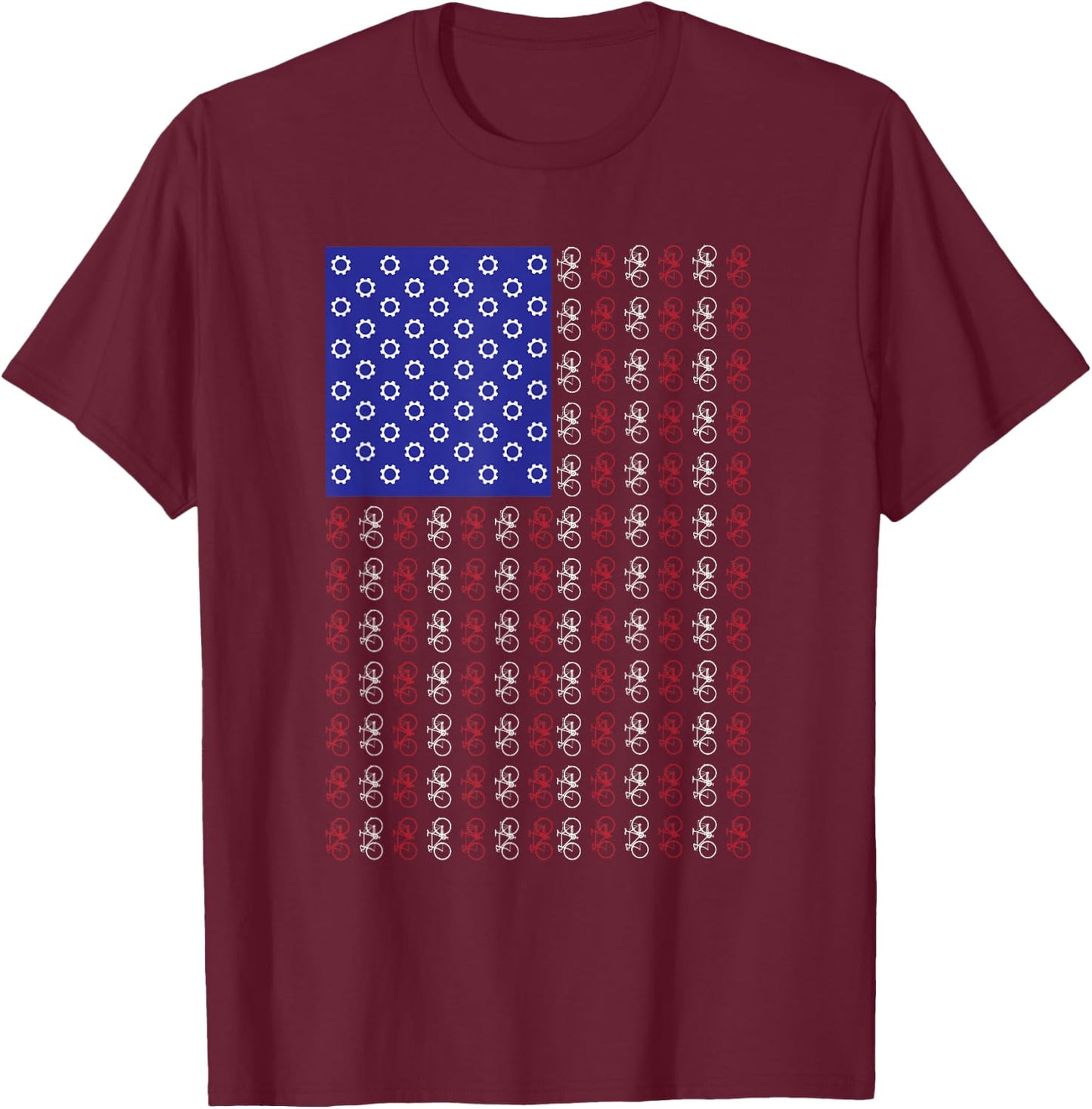 American Flag Cycling Biking Bicycles Riding USA Kids Men T-Shirt - T-Shirt | Maroon