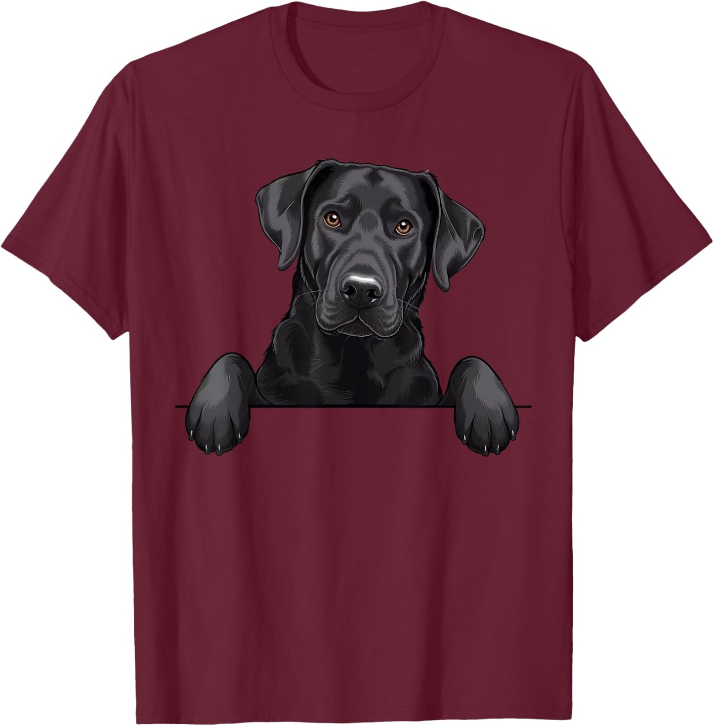 Cute Black Labrador Peeking Pocket Puppy Funny Lab Dog Lover T-Shirt - T-Shirt | Maroon