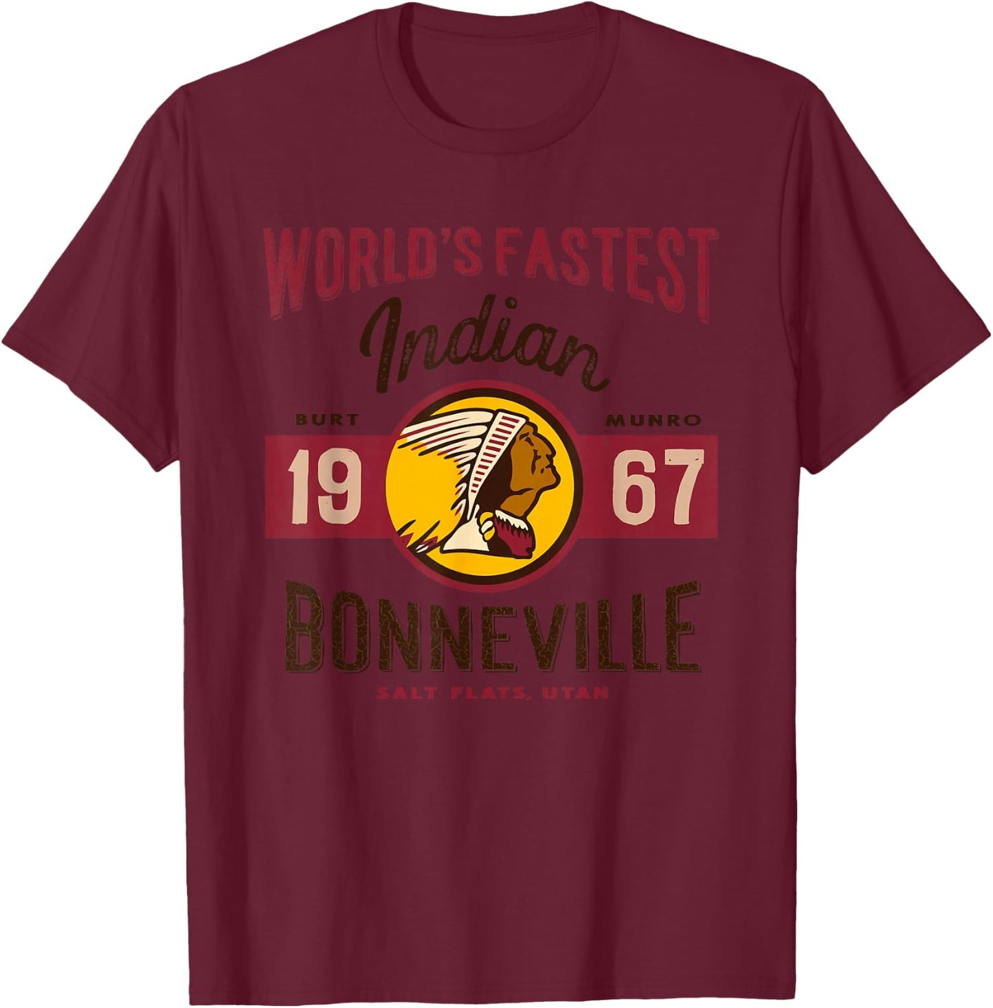 Vintage Motorcycle Utah Salt Flats Bonneville Race T Shirt T-Shirt - T-Shirt | Maroon