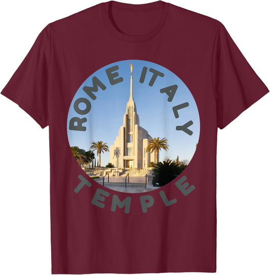 Rome Italy Temple With Beautiful Photo In Centre T-Shirt - T-Shirt | Maroon