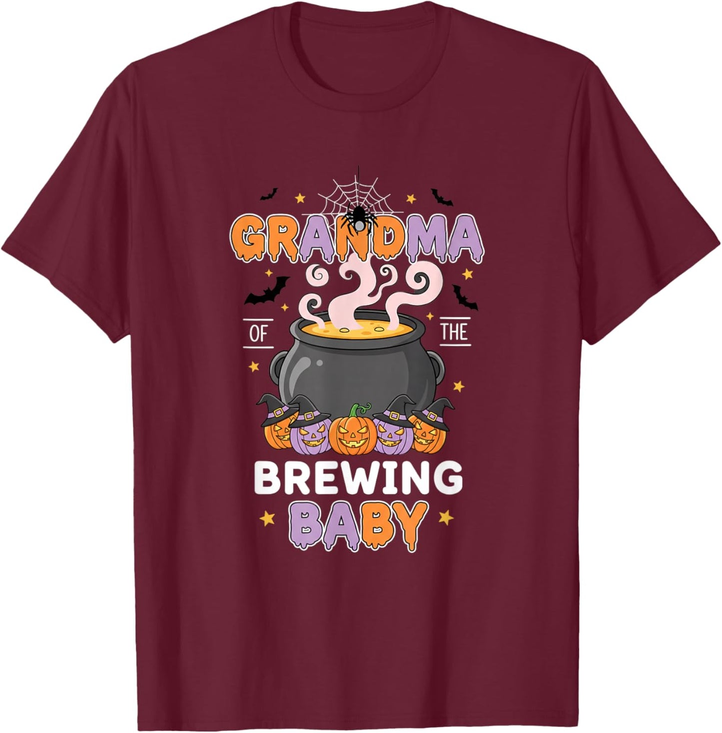 Grandparent Grandma of The Brewing Baby Halloween Grandma Ca T-Shirt - T-Shirt | Maroon