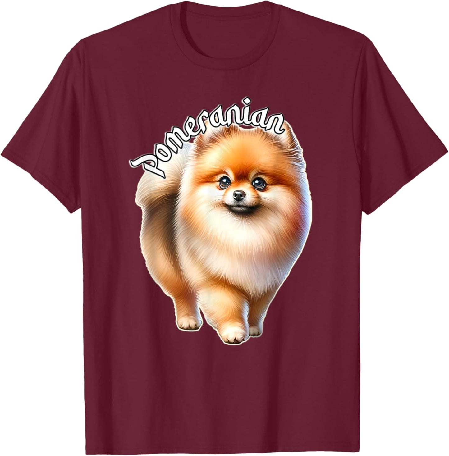 Pomeranian x Cute Pomeranian Dog T-Shirt - T-Shirt | Maroon