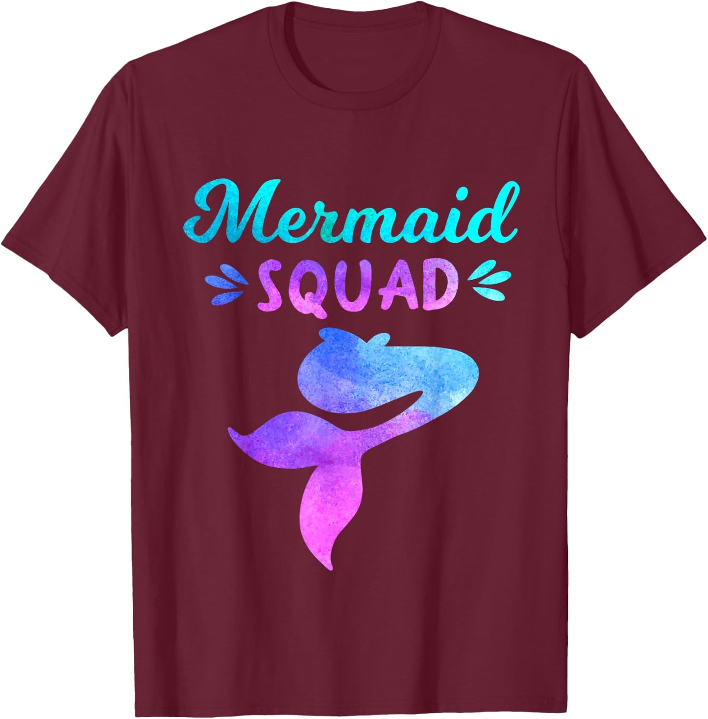 Mermaid Squad, Cute Matching Family Birthday Party T-Shirt - T-Shirt | Maroon