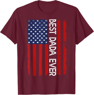 Best DADA Ever Vintage American Flag Fathers Day T-Shirt - T-Shirt | Maroon