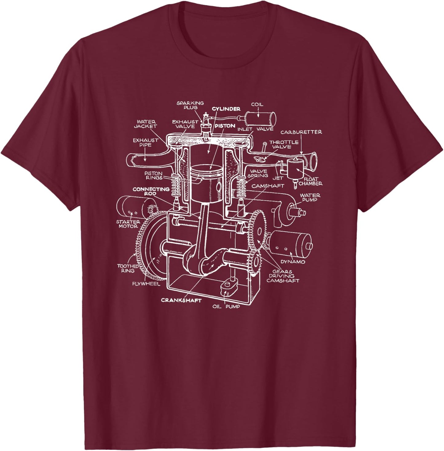 Mechanics Car Engine Pieces Cars Lovers - Muscle Cars T-Shirt - T-Shirt | Maroon