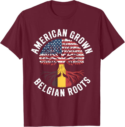 Belgium Roots Belgian Flag Belgie T-Shirt - T-Shirt | Maroon