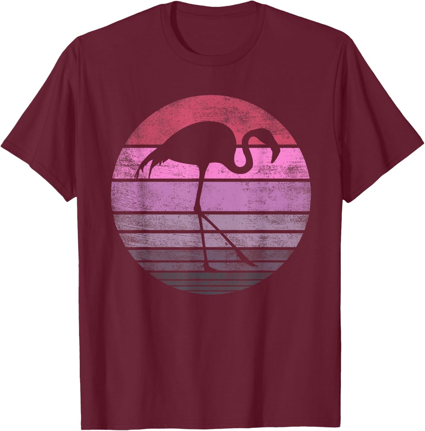 Pink Flamingo Lover Gifts Bird Vintage Animal Silhouette T-Shirt - T-Shirt | Maroon
